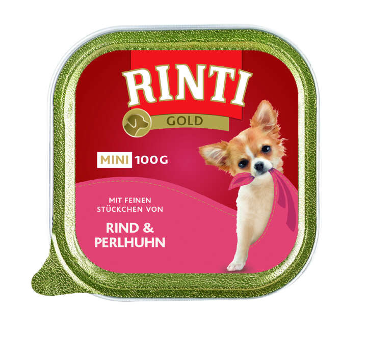 RINTI Hunde-Nassfutter Gold Mini Rind+Perlhuhn
